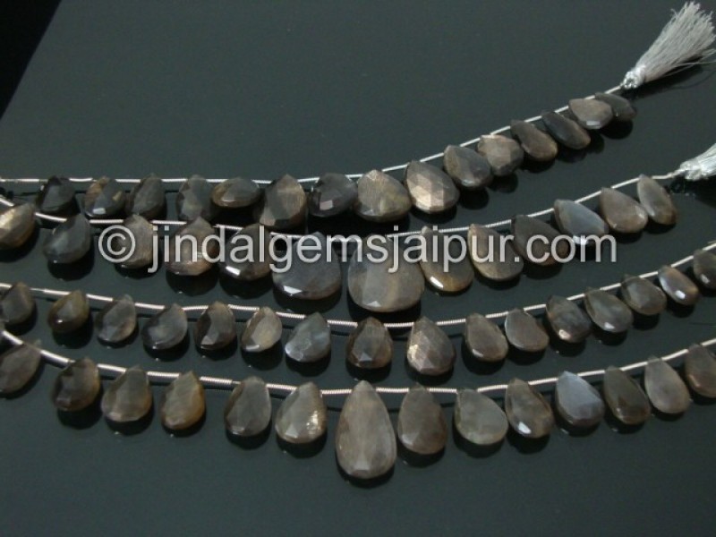 Golden Black feldspar Faceted Pear Shape Beads