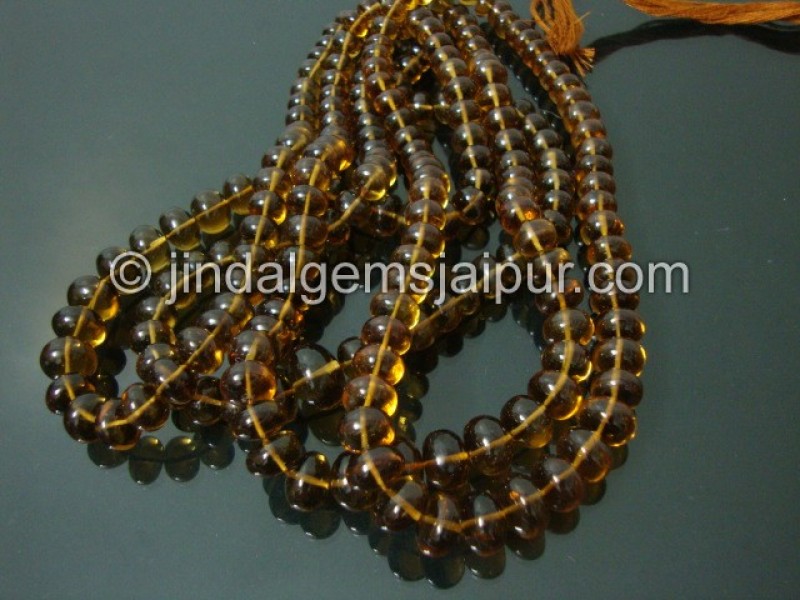 Cognac Quartz Plain Roundelle Shape Beads